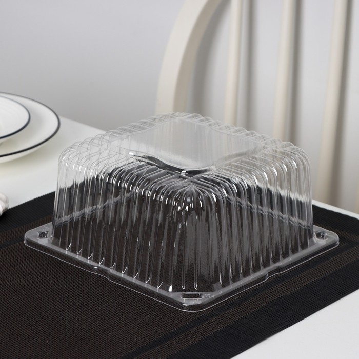 Крышка для тортницы пластиковая одноразовая ИП-43, 18.5×18.5×10.5 см, внутренний 16×16×10 см, 480 шт./уп