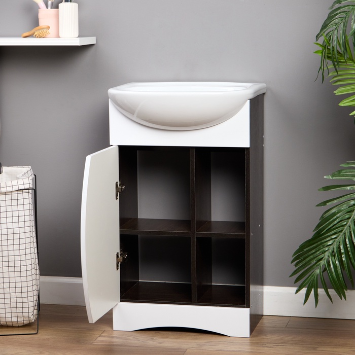 Комплект мебели для ванной: тумба «Каспия», раковина «Элегия», 510×415×840 мм, цвет белый/венге