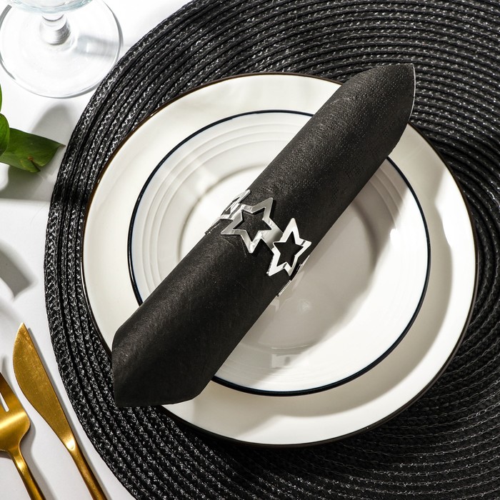 Кольцо для салфетки «Звезды», 4.5×4.5×2.5 см, цвет серебряный