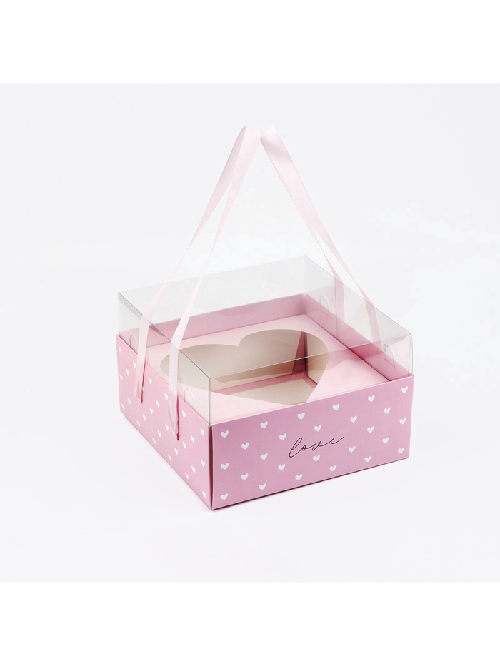 Коробка для цветов с фигурным вкладышем и PVC крышкой «Love», 23.5×23.5×15 см