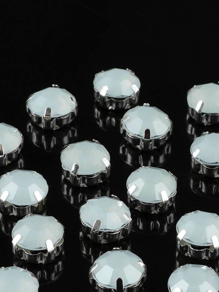 Стразы пришивные «Шатон», круглые, в цапах, d=10 мм, 20 шт., белые