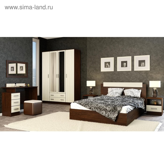 Кровать двуспальная «Леони», 1400×2000 мм, цвет венге/сосна лоредо