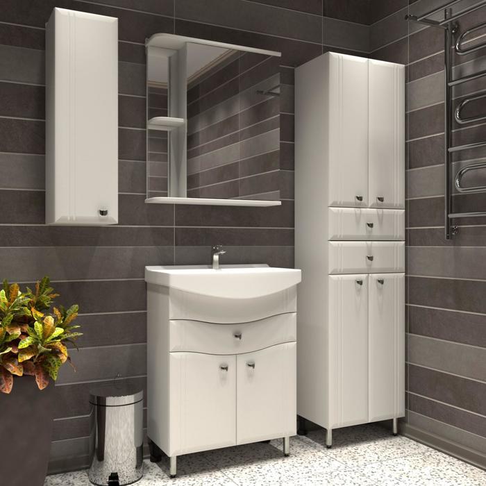 Зеркало - шкаф для ванной комнаты «Тура 5500», 3 полки, 550×154×700 мм, цвет белый