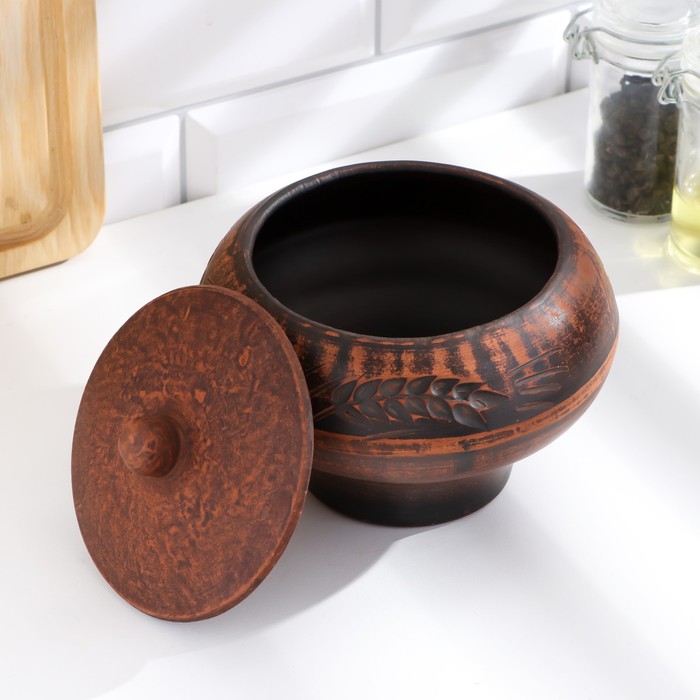 Горшок для жаркого «Колос», 600 мл, красная глина