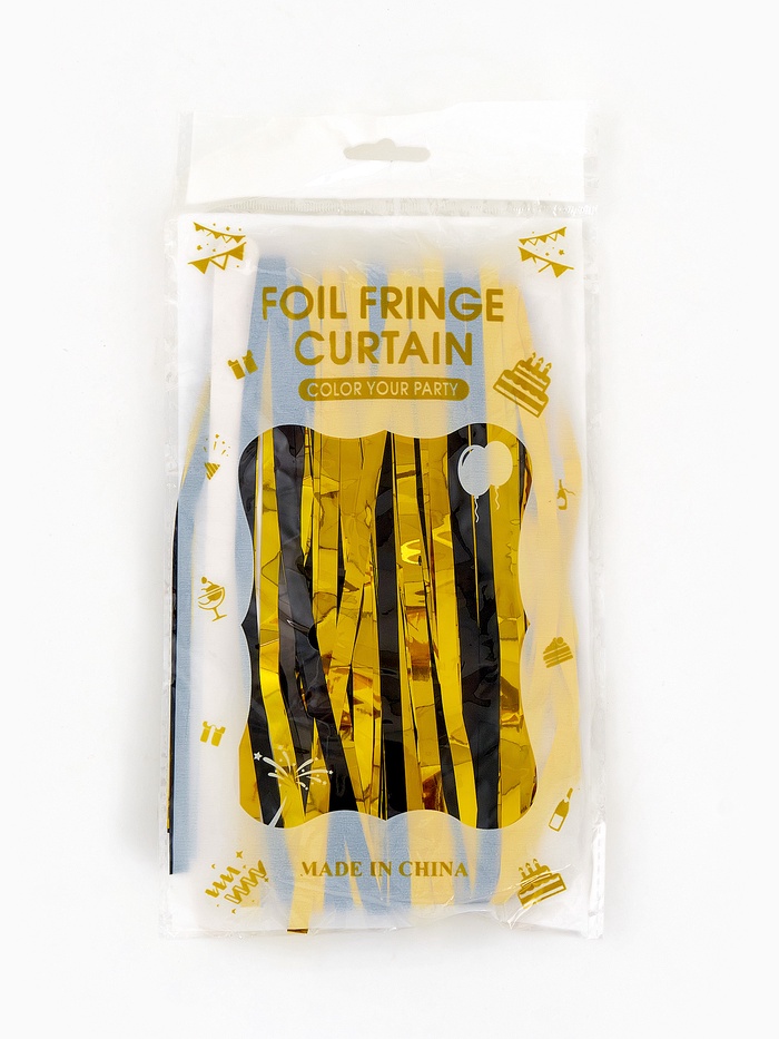 Занавес дождик для фотозоны 1×2 м., черно-золотой