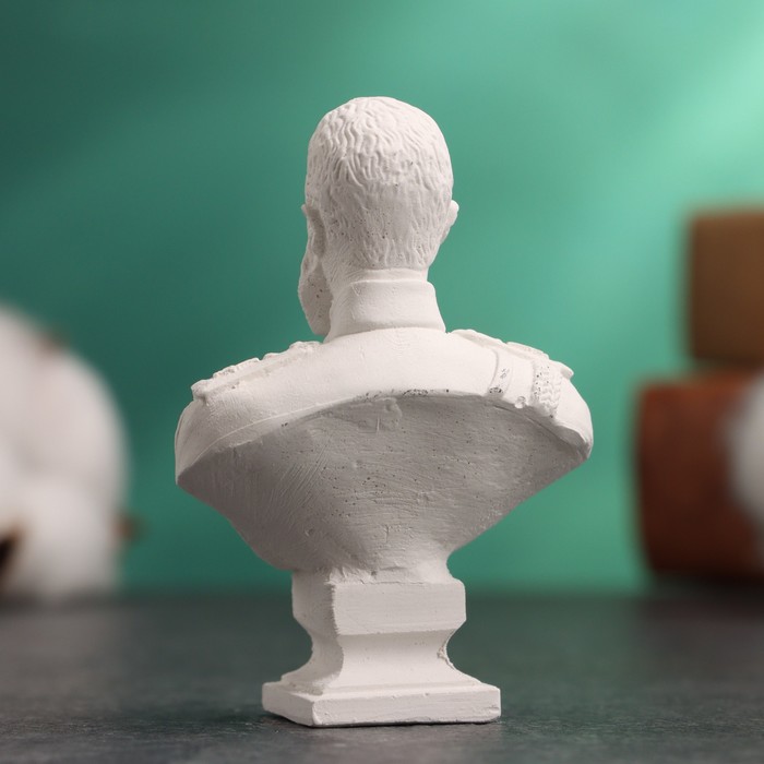 Бюст «Император Александр III», фигурка гипс, белый, 4.5×2.5×6.5 см