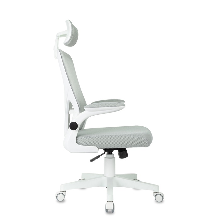Кресло офисное «Бюрократ» MC-W101-H, с подголовником, сетка/ткань, цвет светло - серый/белый
