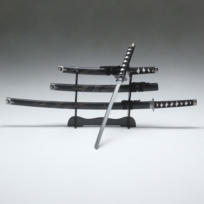 Макет оружия «Сувенирные катаны на подставке 3в1. Дракон», подарочный набор, 100 см, 75 см, 50 см