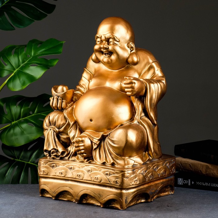 Копилка для денег «Хотей сидит», гипс, бронза, 32×25×48 см