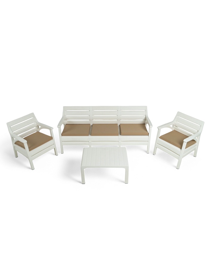 Набор садовой мебели «Евпатория»: 2 кресла, стол, трёхместный диван, белый