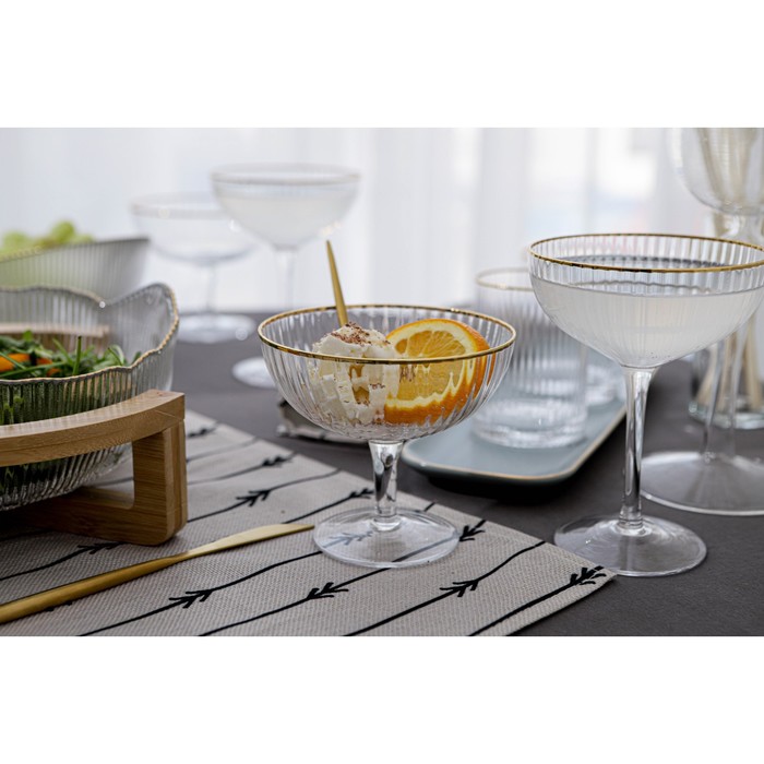 Креманка Magistro «Орион», 350 мл, 11.1×12.5 см, с золотой отводкой, стекло, прозрачная