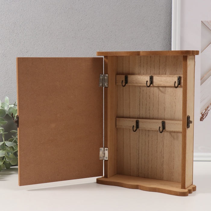 Ключница настенная «KEYS с бантом», дерево, 3×19×25.6 см