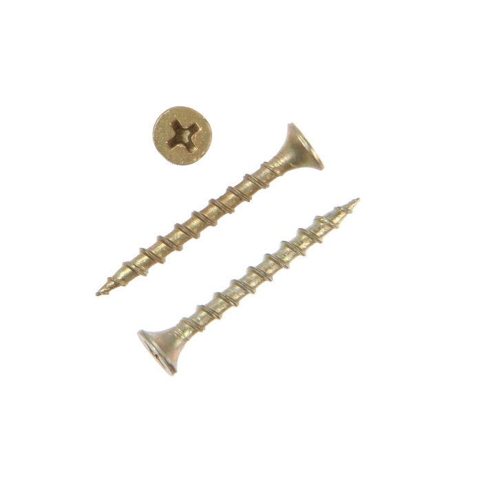 Саморез 3.5×35 мм ТУНДРА PREMIUM, потай, крупная резьба, шлиц PH, желтый цинк, 1 кг