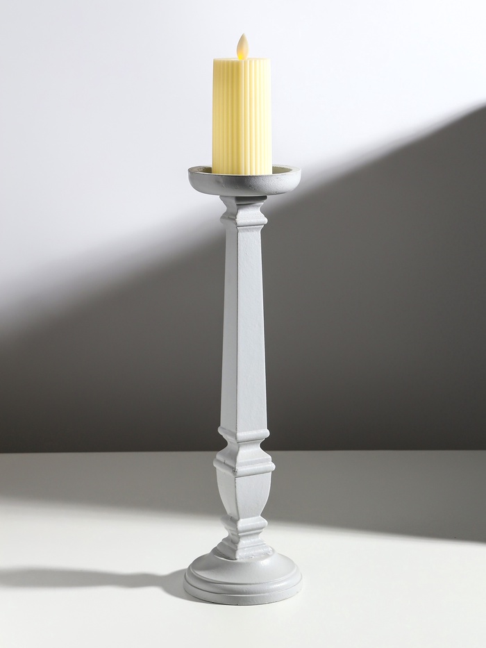 Деревянный подсвечник на 1 свечу «Пантеон», св. серый, 11.5×11.5×39.5 см