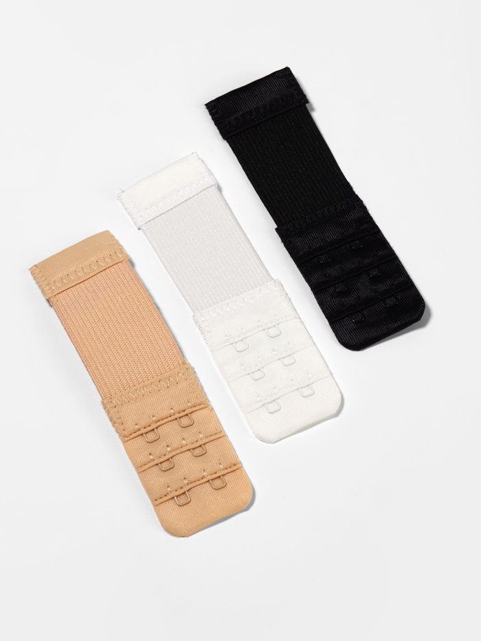 Застёжка-удлинитель для бюстгальтера TEIRA, 3 ряда 2 крючка, с резинкой, 10.5×3.2 см, набор 3 шт.