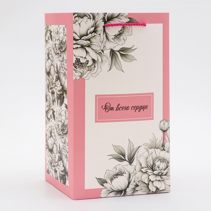Коробка для цветов с вкладышем, «От всего сердца», с ручками, 20×20×35 см
