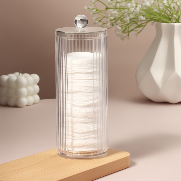 Органайзер для ватных дисков, с крышкой, d=7.5×19.5 см, прозрачный