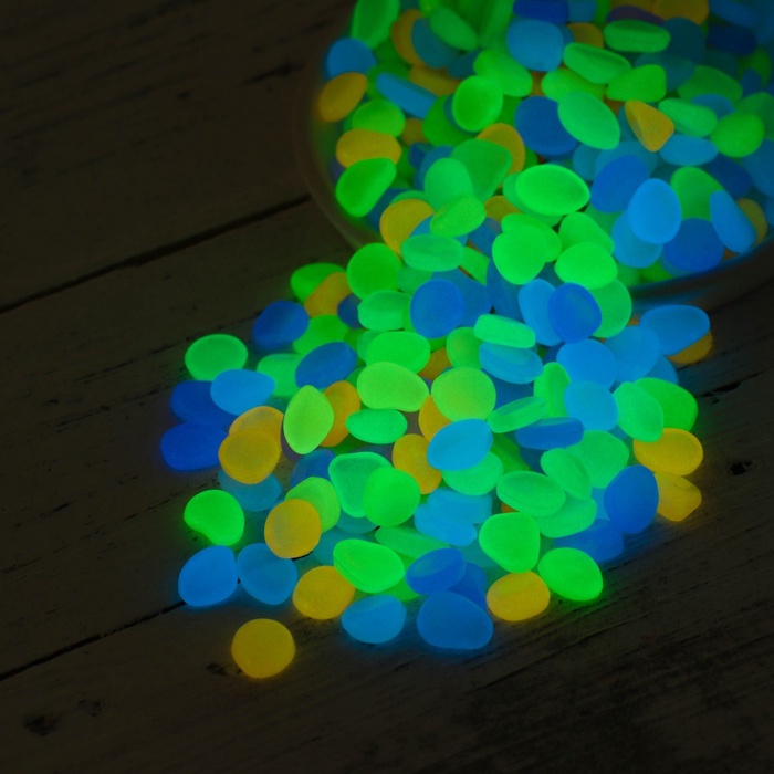 Декоративные камни для аквариума, 8-11 мм, 200 г, светящиеся, 8-11 мм, 200 г, МИКС