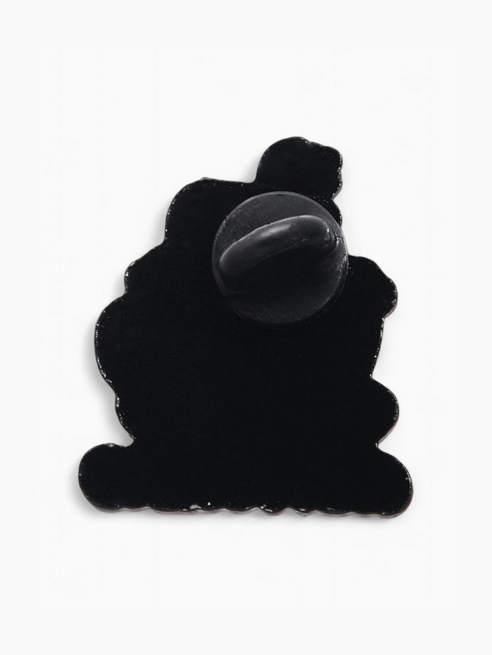 Значок «Капибара капучино», оранжево-синий в чёрном металле