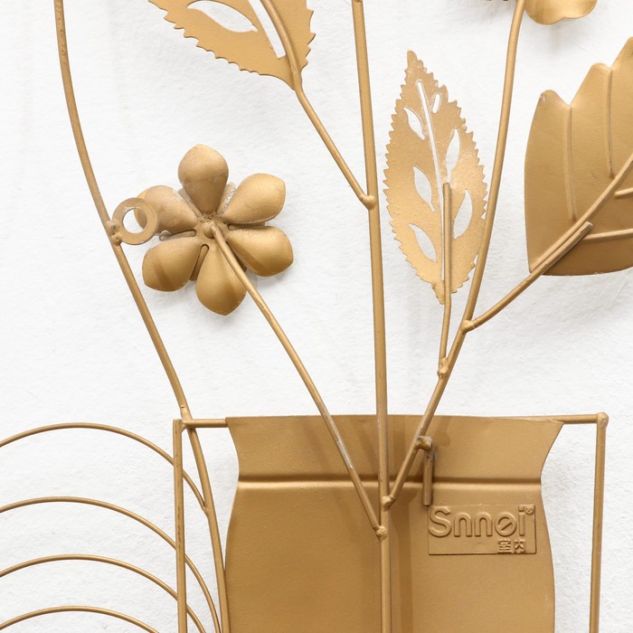 Декор настенный, панно металл «Вазы с цветами», 52×4.5×69 см