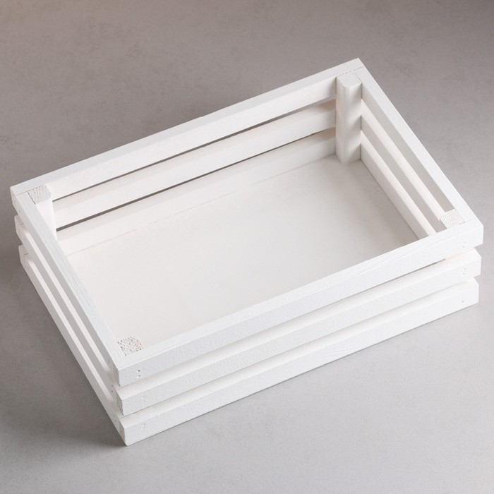 Кашпо для цветов Classic, 30×20×9.5 см, деревянное, белое