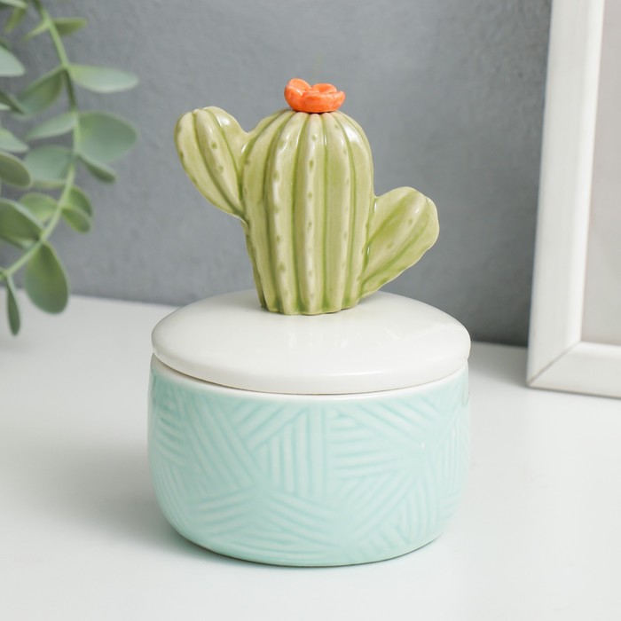 Шкатулка для украшений «Кактус», керамика, 11×8×8 см, МИКС