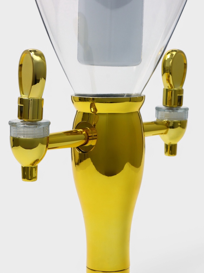 Башня пивная VaviloneDouble, колба 3 л, ёмкость для льда, подсветка, пластик, золотистая