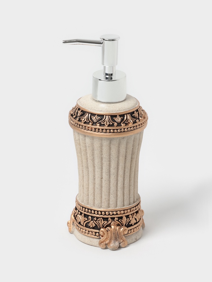 Аксессуары для ванной «Вензеля», 4 предмета, дозатор 200 мл, мыльница, 2 стакана, бежевые