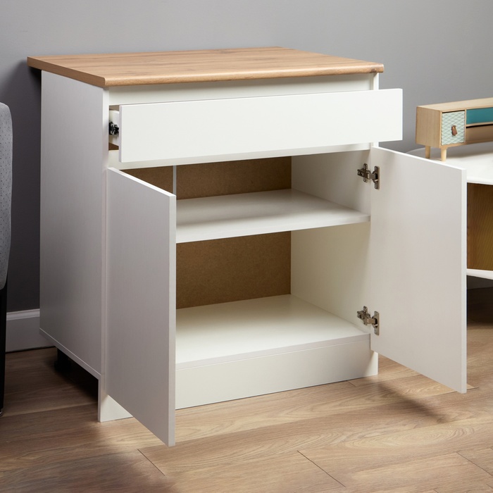 Шкаф напольный «Зара», 1 ящик, 2 двери, 800×600×850 мм, цвет белый