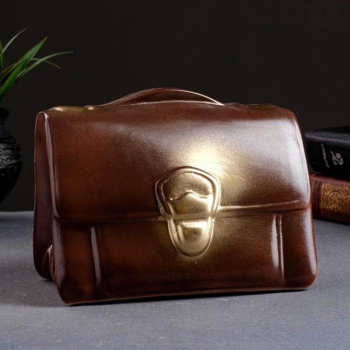 Копилка для денег «Барсетка», коричневая, 17×10×14 см