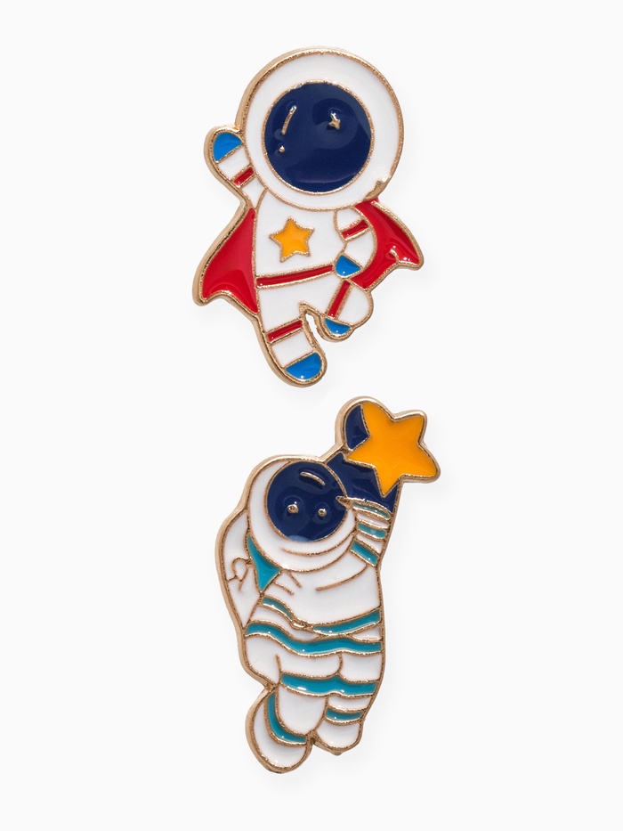 Набор значков (2 шт.) «Космонавты» супер-герои, цветной в золоте