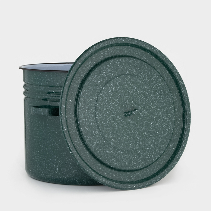 Бак эмалированный, 40 л, d=42 см, с крышкой, без декора, зелёный