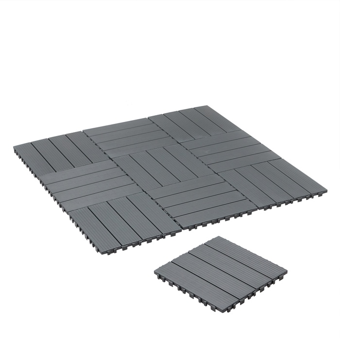Плитка садовая, 30×30×2 см, пластик, набор 10 шт., серая