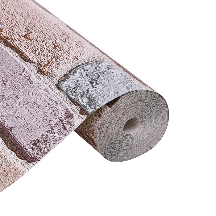 Бумажные обои Пермские обои «Кирпичи 301-02», 0.53×10.05 м, цвет розовый/сиреневый/серый