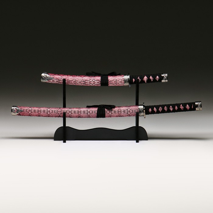 Макет оружия «Сувенирные катаны на подставке 2в1. Змея бордо», подарочный набор, ножны кожзам, 47 см; 71 см