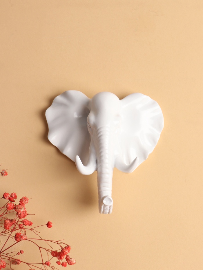 Декор настенный с вешалкой TAKE IT EASY «Слон», панно, 11×10.5 см, белый