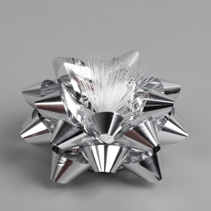 Светодиодная игрушка «Бант-звезда» 10 см, от батареек LR44×3, свечение мульти, серебристая