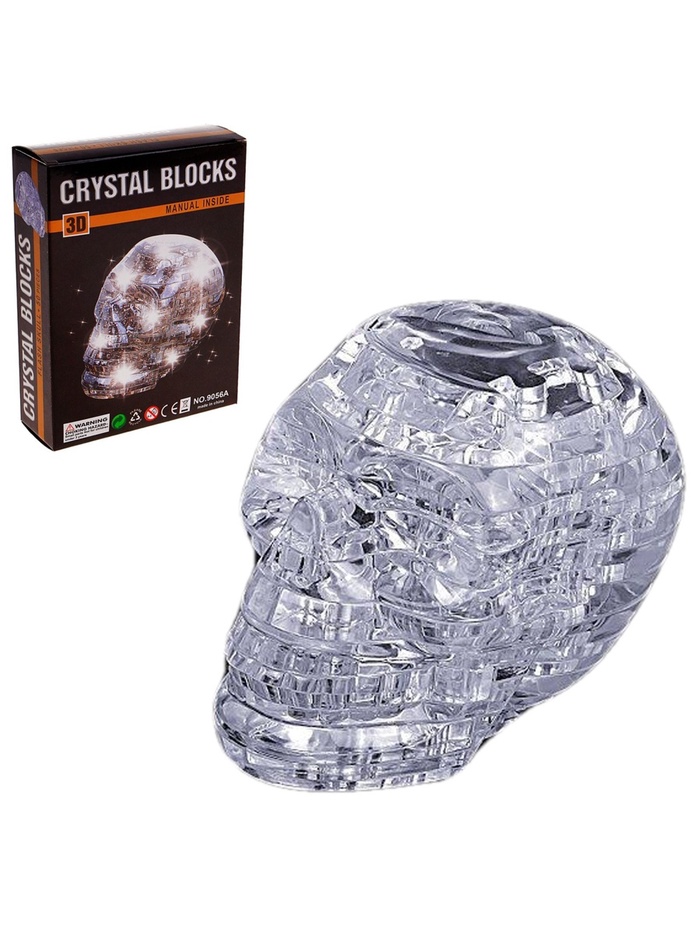 3D пазл кристаллический «Череп», 49 деталей, световые эффекты, работает от батареек