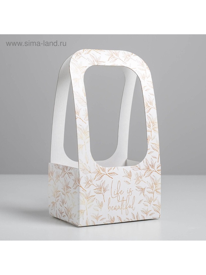 Коробка-переноска для цветов «Веточки», 17×12×32 см