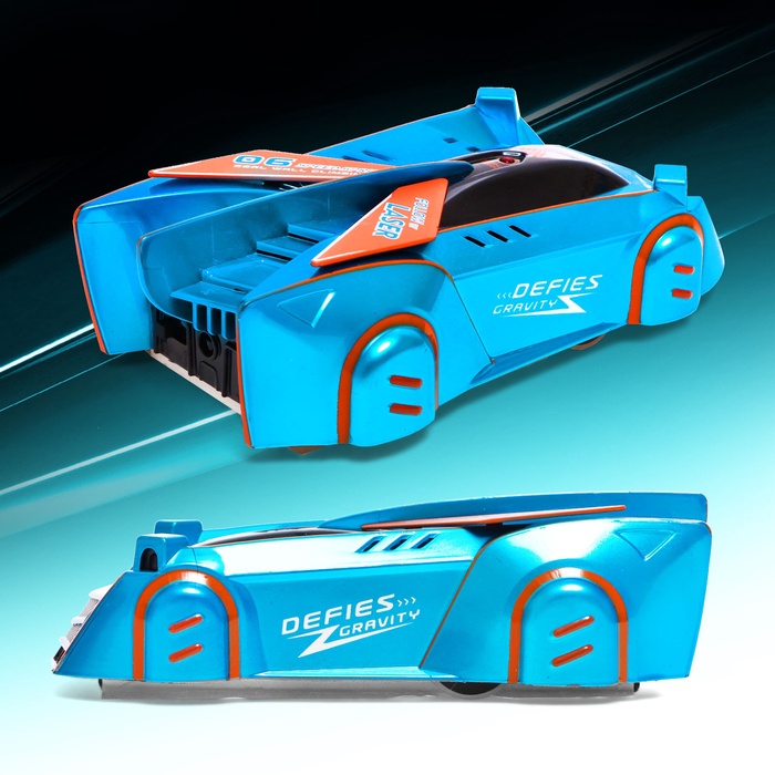 Антигравитационная машинка LASER, управление лазером, работает от аккумулятора, ездит по стенам, цвет синий