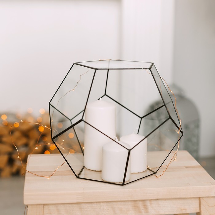 Флорариум «Мячик», большой, стекло, швы чёрные