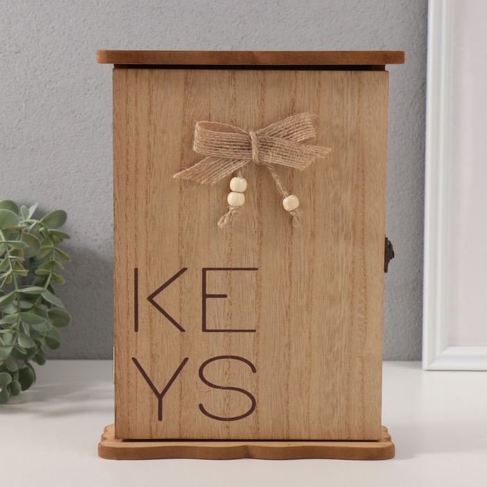 Ключница настенная «KEYS с бантом», дерево, 3×19×25.6 см