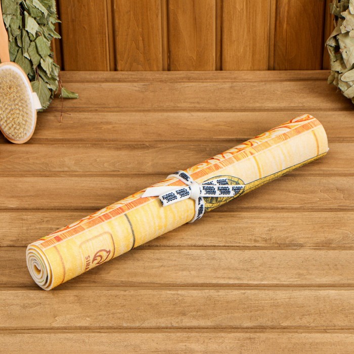 Коврик - лежак для бани и сауны с принтом «Чистое тело — залог здоровья», 150×50 см, полиэфир, «Банная забава»