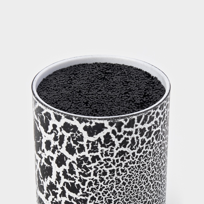 Подставка для ножей с наполнителем Доляна «Кракле», 14×9 см, чёрная