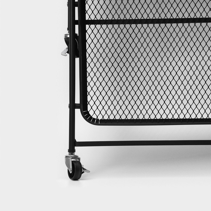 Этажерка напольная 3-х ярусная, 45.5×29.5×77.5 см, на колёсиках, чёрная