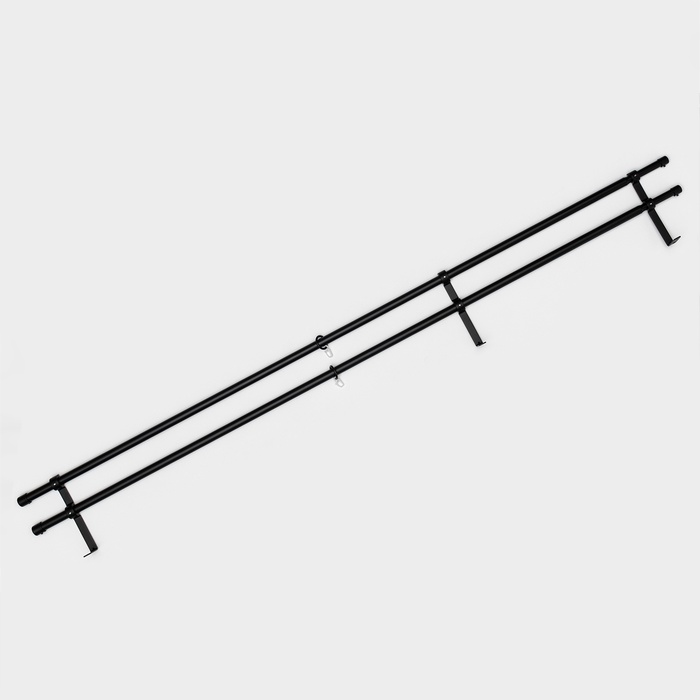 Карниз двухрядный кованый, 160-300 см, телескопический, металл, чёрный