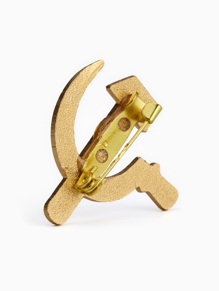 Значок «Серп и молот», 3 см, цвет красный в золоте