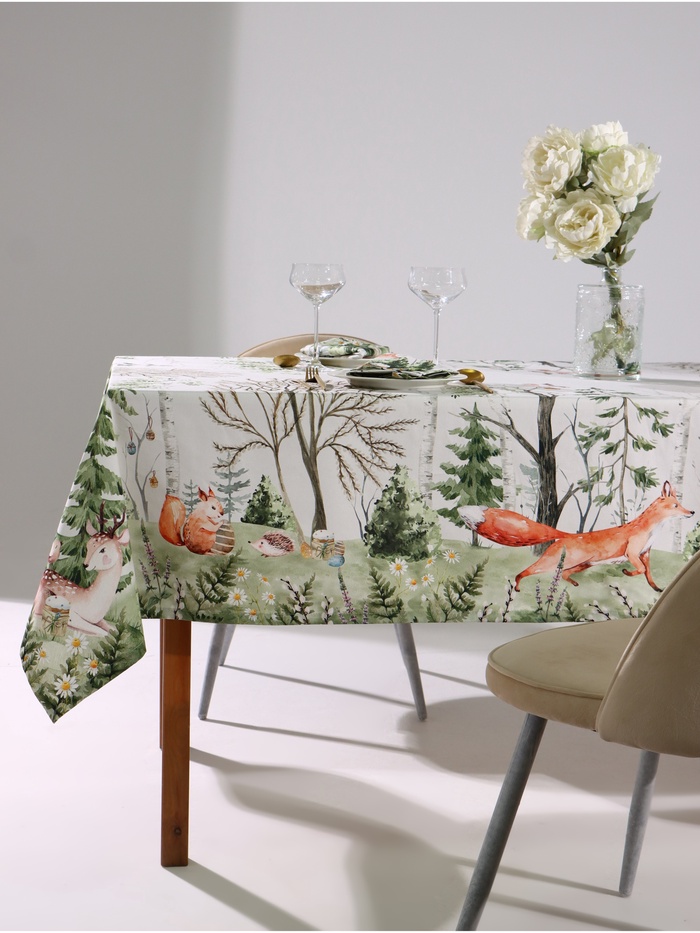 Кухонный набор «Этель. Пасха в лесу», скатерть 148×218±2 см с ГМВО, салфетки 40×40 см - 12 шт.