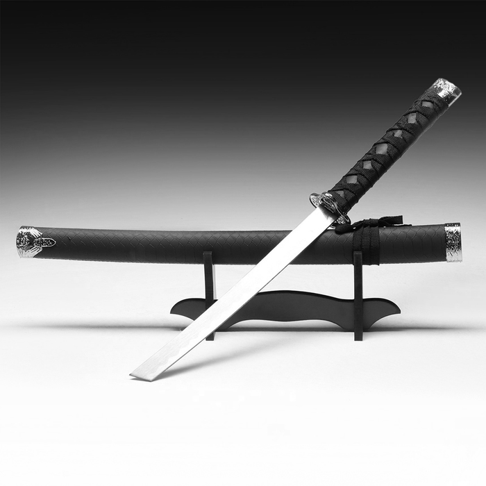 Макет оружия «Сувенирная катана. Тошайо», 70 см, на подставке, ножны под змею, матовая, чёрный