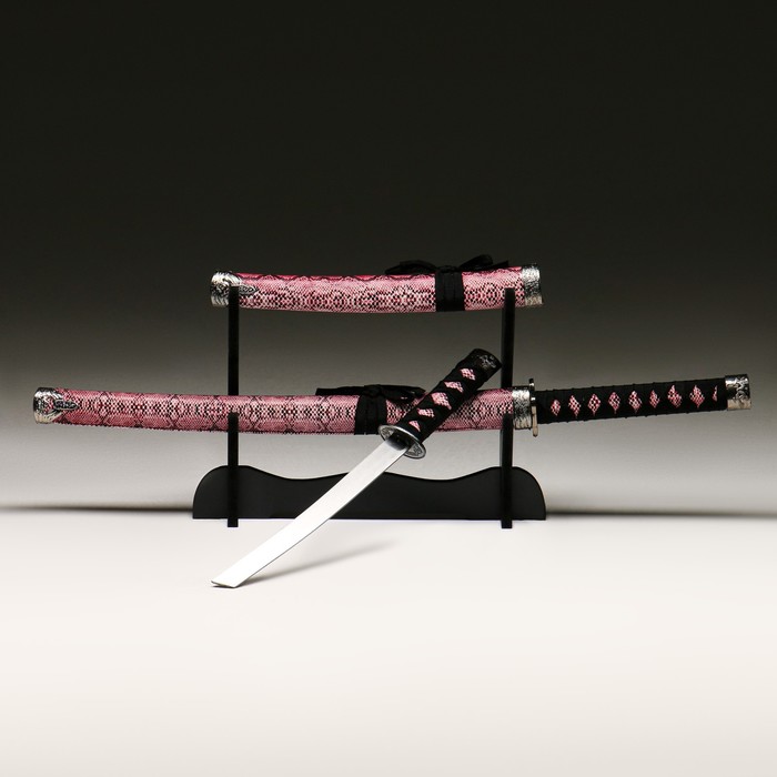 Макет оружия «Сувенирные катаны на подставке 2в1. Змея бордо», подарочный набор, ножны кожзам, 47 см; 71 см